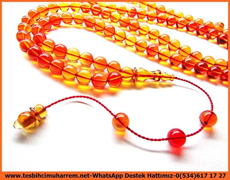 99 luk Küre Kesim Sarı Kırmızı Ateş Kehribar Beyazıt Dua Tesbihatı