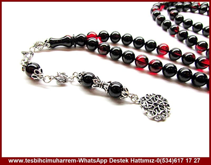 99 luk Küre Kesim Siyah Kırmızı Sıkma Kehribar Kalben Dua Namaz Tesbihatı