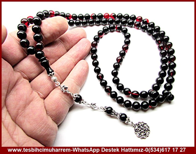 99 luk Küre Kesim Siyah Kırmızı Sıkma Kehribar Kalben Dua Namaz Tesbihatı