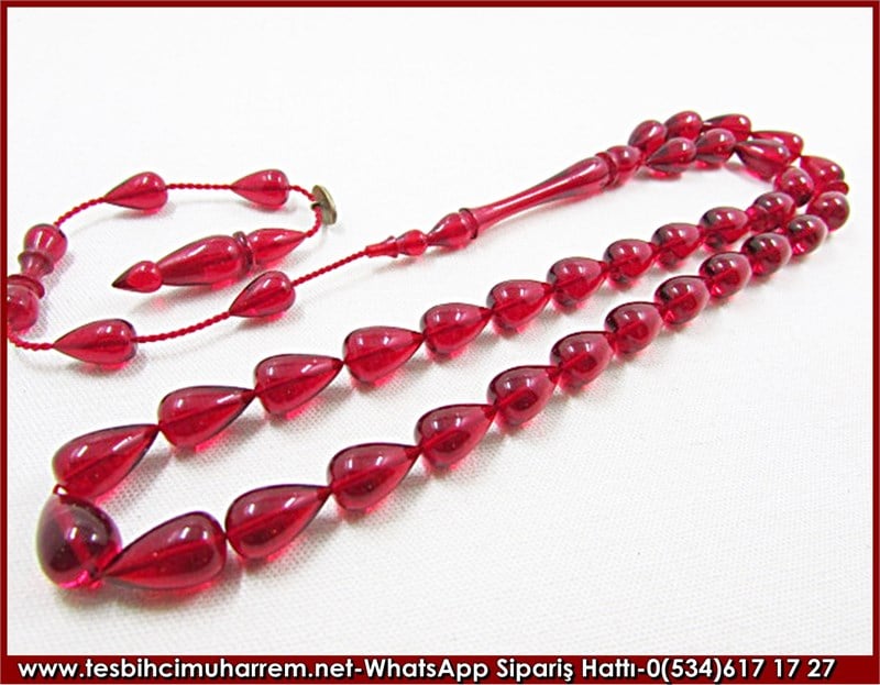 Ateş Kehribar Tesbih 8*12 mm Ateş Damlası