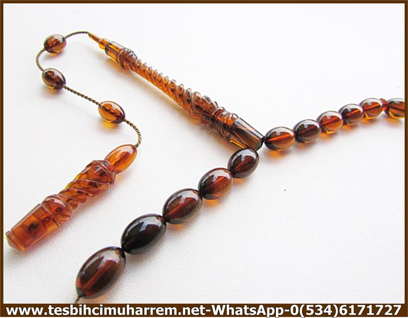 SIKMA KEHRİBAR TESBİH 8*12 mm ESKİ ALMAN MUHAMMIS 