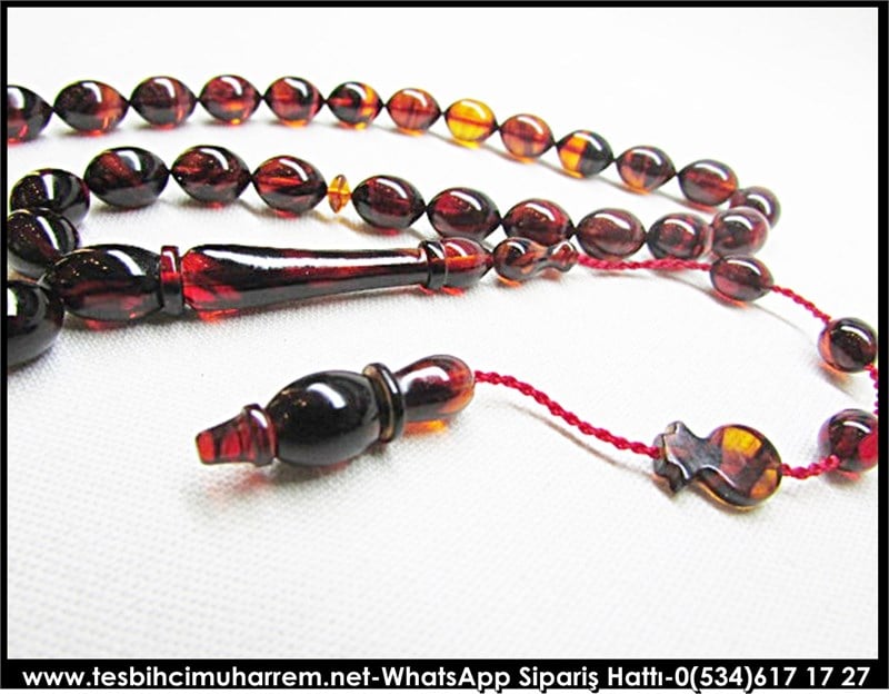  Renkli Sıkma Kehribar Tesbih 7*10 mm Tekno Mix 