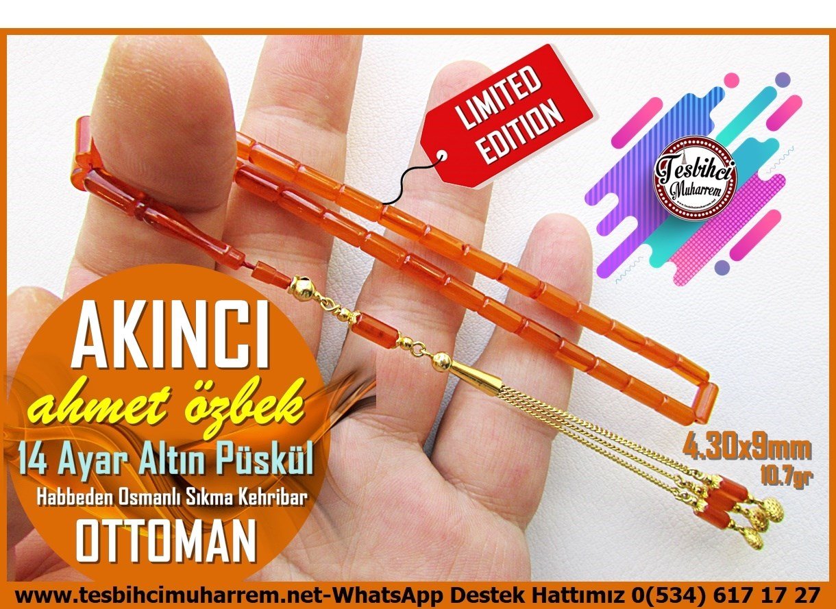 Altın Püsküllü TesbihlerTM14512Ahmet Özbek Usta İşçilikli Osmanlı Sıkma Kehribar Tesbih I Habbeden Altın Püsküllü Kılçık Kesme Akıncı TesbihAhmet Özbek Usta İşçilikli Osmanlı Sıkma Kehribar Tesbih I Habbeden Altın Püsküllü Kılçık Kesme Akıncı Tesbih 
