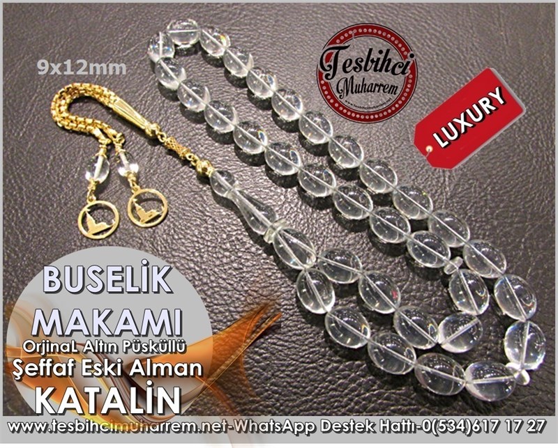 Altın Püsküllü Eski Alman Buz Katalin Tesbih Buselik Makamı