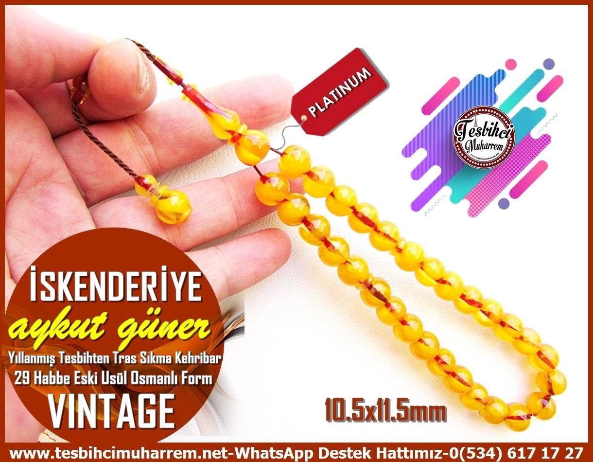 Hareli Kırmızı Kehribar TesbihlerTM13359Aykut Güner Usta El İşçiliği Tespih | Vintage, Yıllanmış Tesbihten Traş, İskender Model Sıkma Kehribar 