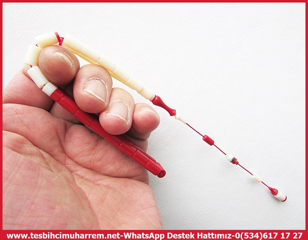 Katalin Ve Bağa TesbihlerTM13687Aykut Güner Usta Tornası | Premium Katalin Tespih, Eski Objelerden, Kırmızı-Beyaz, Dik Kesme, 