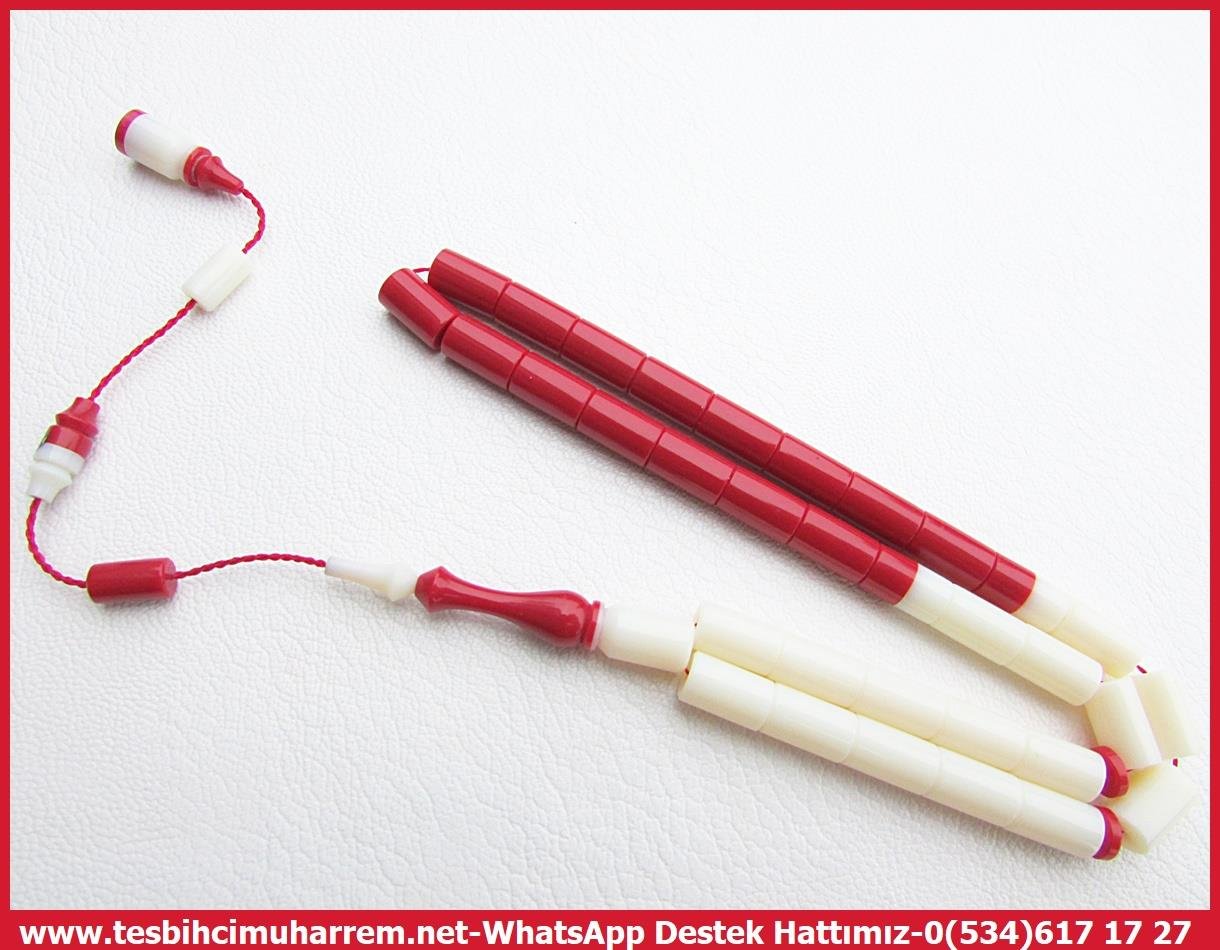 Katalin Ve Bağa TesbihlerTM13687Aykut Güner Usta Tornası | Premium Katalin Tespih, Eski Objelerden, Kırmızı-Beyaz, Dik Kesme, 