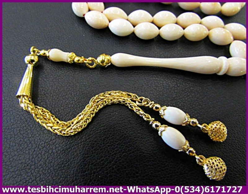 MAMUT DİŞİ TESBİH 5,5*9 mm ALTIN PÜSKÜLLÜ KEL MAHMUT