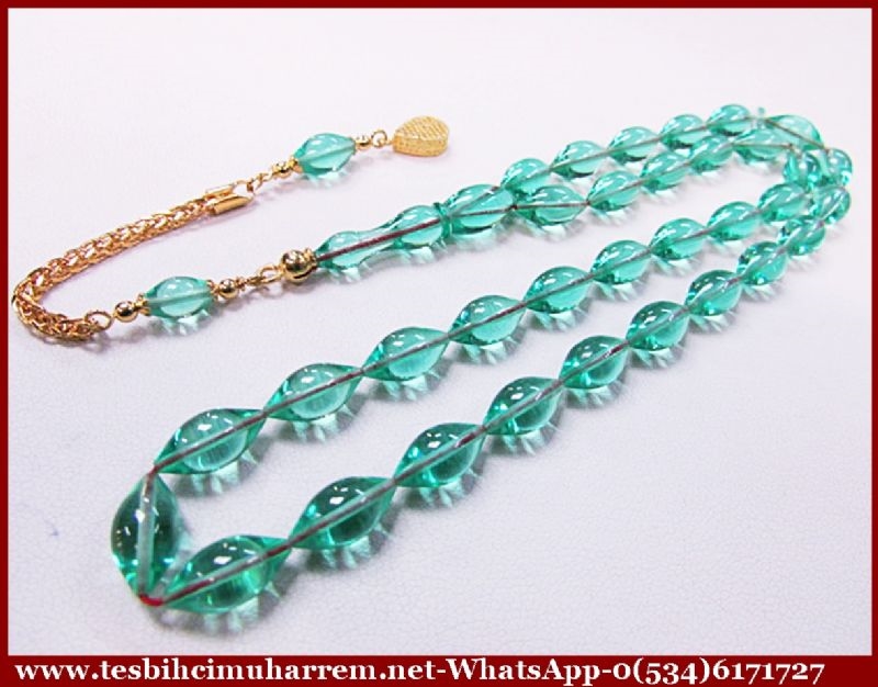 ZAR KEHRİBAR TESBİH 6x11 mm ALTIN KOZALI BABİEL