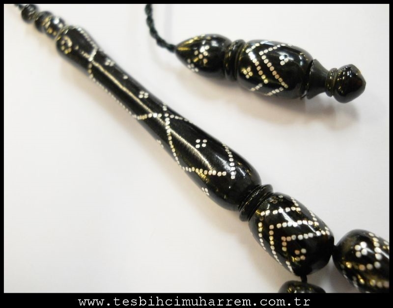 7X10.5 mm ÇEŞM-İ YÜSÜR SİYAH MERCAN TESBİH
