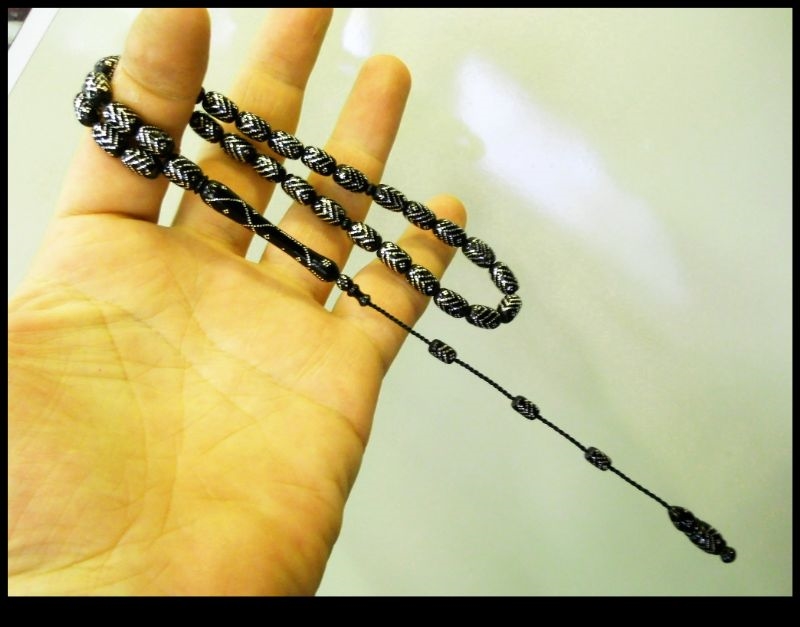 7X10.5 mm ÇEŞM-İ YÜSÜR SİYAH MERCAN TESBİH