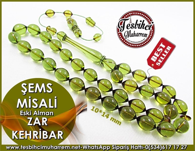  El İşçiliği Zar Kehribar Tesbih 10*14 mm Şems Misali 