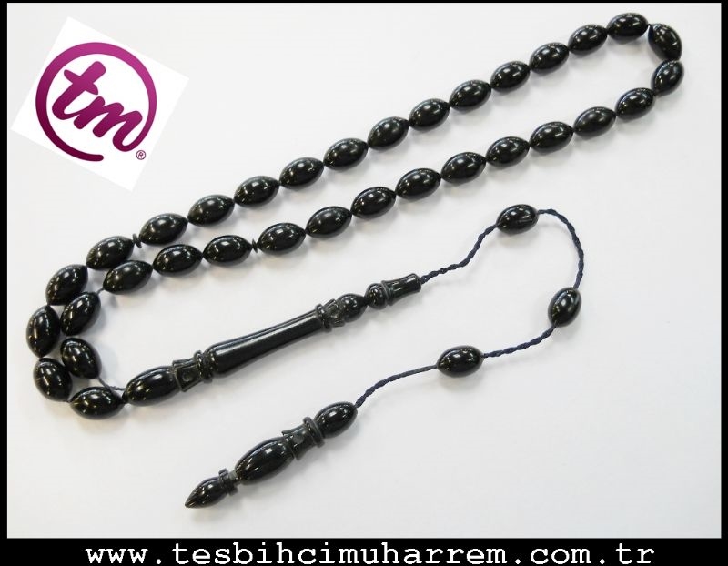 6.5X10 mm TESBİH-ÜL BLACK AMBER SIKMA KEHRİBAR TESBİH