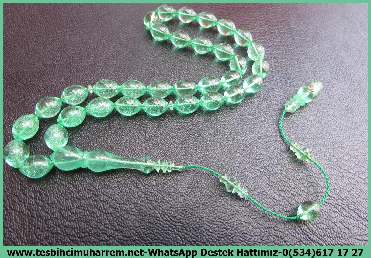 Zar Kehribar TesbihTM13978Beyzi Kesim Kemankeş Tespih: Aykut Güner Usta İşçilikli Simli Yeşil Eski Alman Zar Kehribar TesbihTespih Zar Kehribar I Eski Alman Blok Simli Yeşil Beyzi Kesim Kemankeş Tesbih 