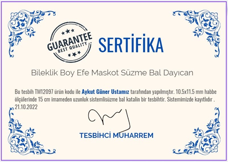 Maskot,Bileklik,Can-ı Gönül TesbihlerTM12097Bileklik Boy Saydam Süzme Bal Efe Maskot Katalin Tesbih DayıcanBileklik Boy Saydam Süzme Bal Efe Maskot Katalin Tesbih Dayıcan