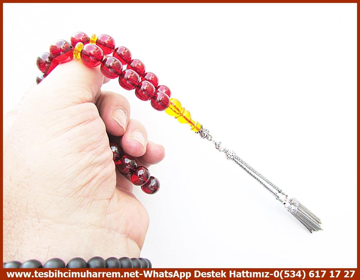 Osmanlı Antika Vişne Ton TesbihlerTM13395Birkan Soylu Usta El İşçiliği Osmanlı Ateş Kehribar Tespih | Özel Gömme Kutulu, Sertifikalı Küre Kesim, Orjinal Chery Amber 