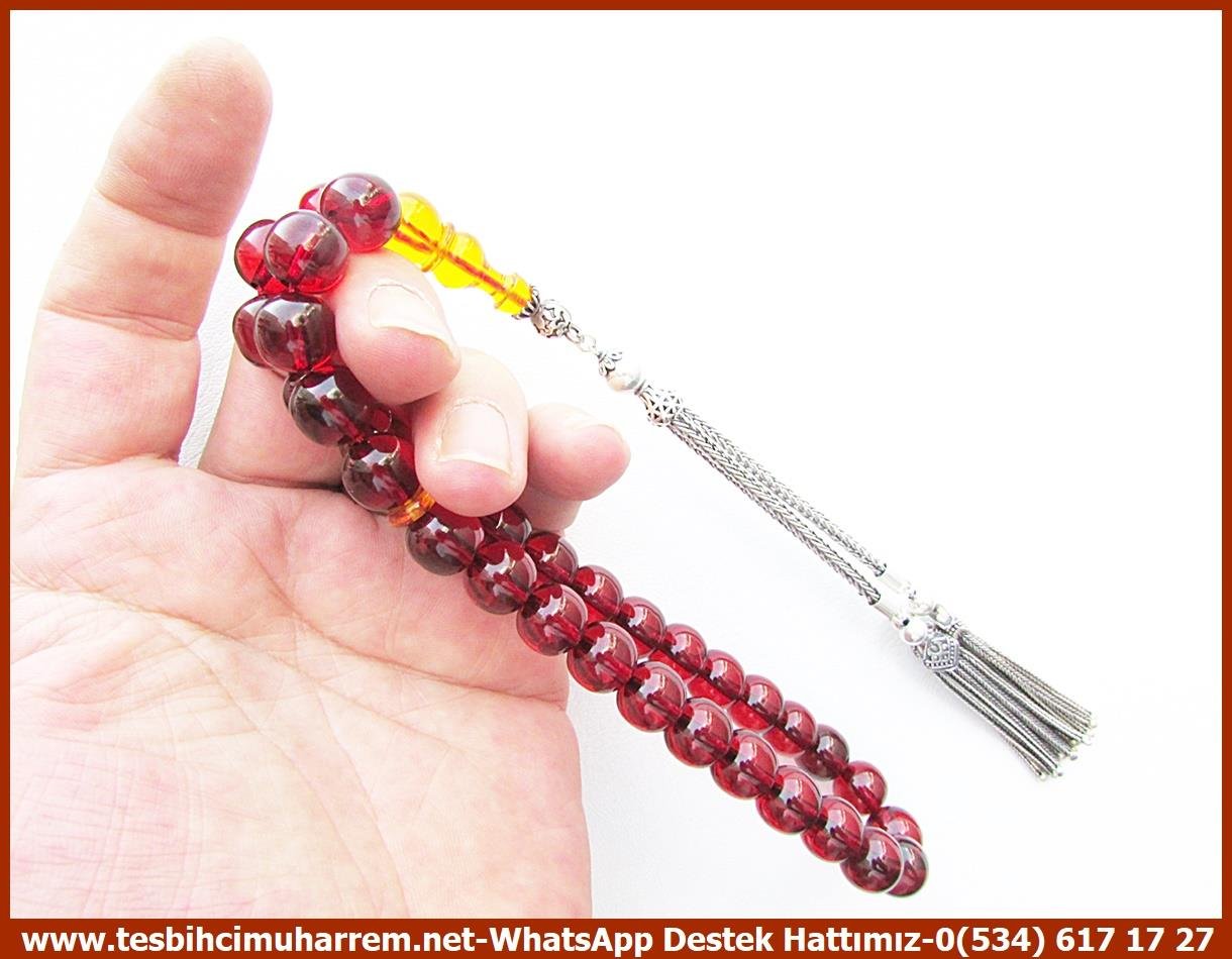 Osmanlı Antika Vişne Ton TesbihlerTM13395Birkan Soylu Usta El İşçiliği Osmanlı Ateş Kehribar Tespih | Özel Gömme Kutulu, Sertifikalı Küre Kesim, Orjinal Chery Amber 