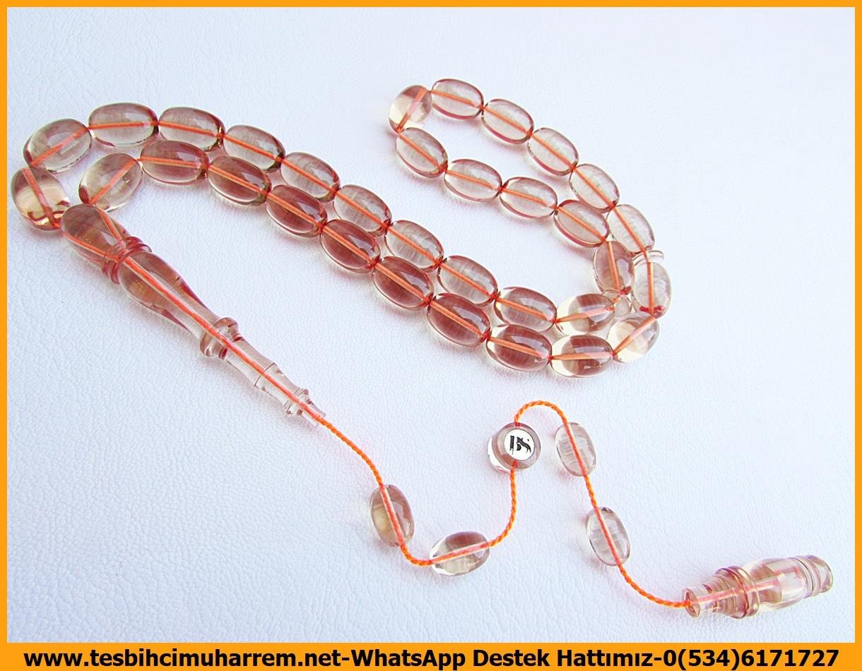 Katalin Ve Bağa TesbihlerTM13874Birkan Soylu Usta El İşçiliği Tesbih | Saydam Gül Kurusu Katalin, Badem Kesim, Özel Çalışma 