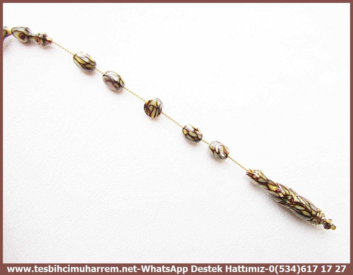 Galanit TesbihTM13785Birkan Soylu Usta El İşçiliği Tespih | Multicolor Galalith, Eski Objeden, Kapsül Kesim, Yılan Desenli 
