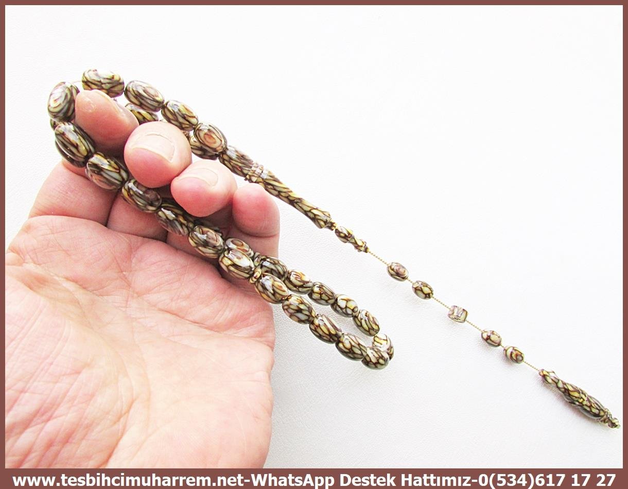 Galanit TesbihTM13785Birkan Soylu Usta El İşçiliği Tespih | Multicolor Galalith, Eski Objeden, Kapsül Kesim, Yılan Desenli 