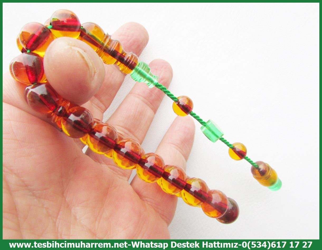 Osmanlı Antika Vişne Ton TesbihlerTM13560Birkan Soylu Usta El İşçiliği Tespih | Osmanlı Maskot Ateş Kehribar, Küre Kesim, Özel Gömme Kutulu 