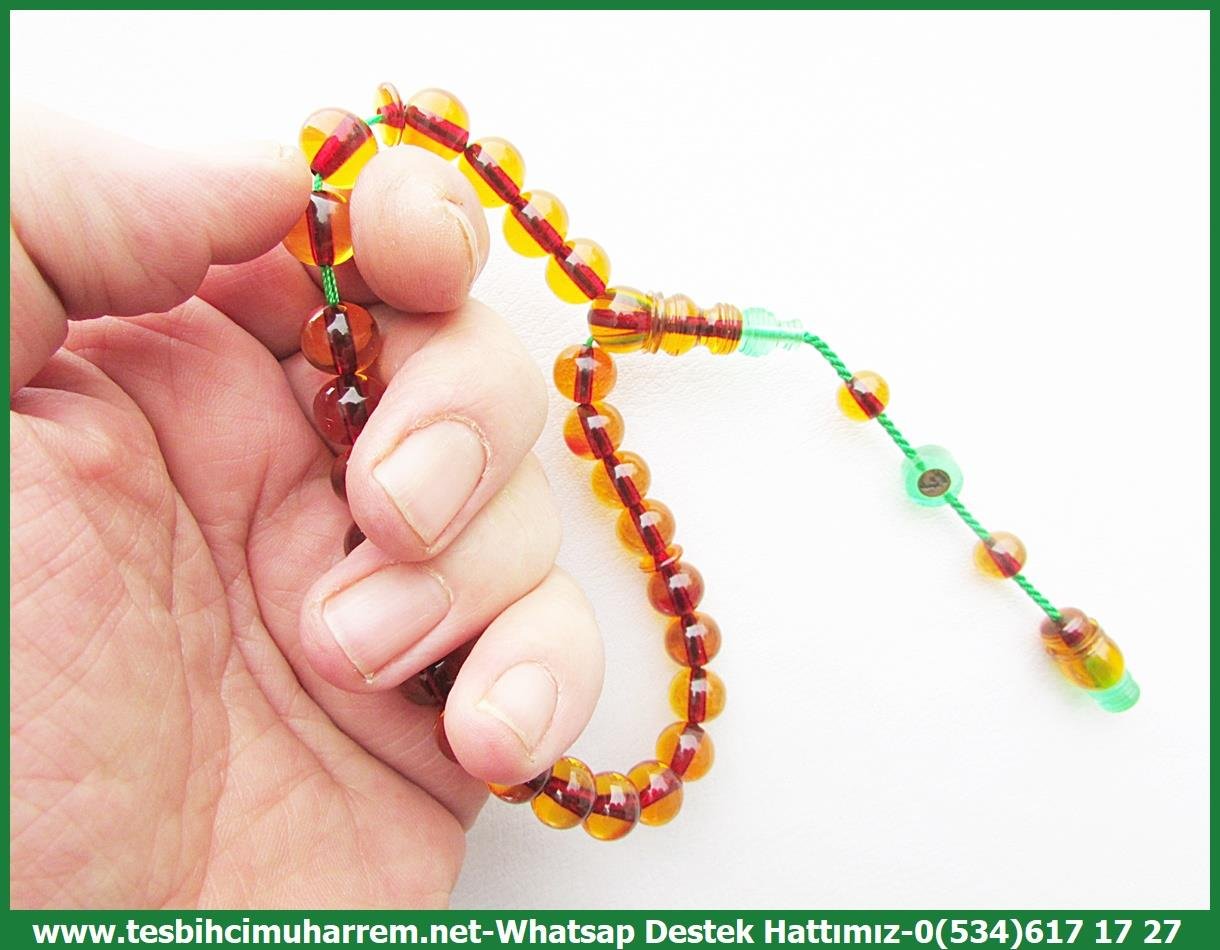 Osmanlı Antika Vişne Ton TesbihlerTM13560Birkan Soylu Usta El İşçiliği Tespih | Osmanlı Maskot Ateş Kehribar, Küre Kesim, Özel Gömme Kutulu 