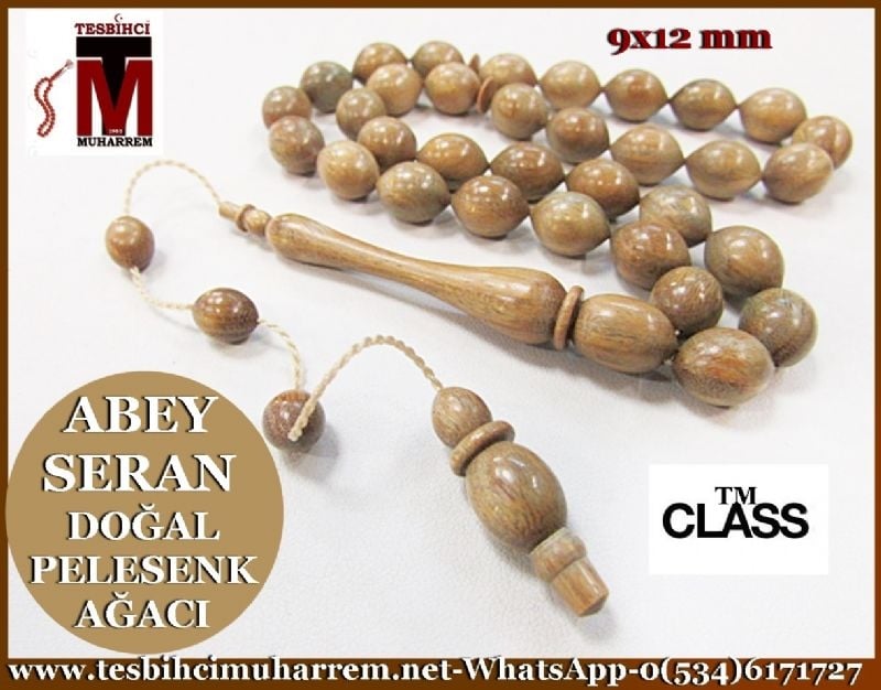PELESENK AĞACI TESBİH 9x12 mm DOĞAL ABEY SERAN