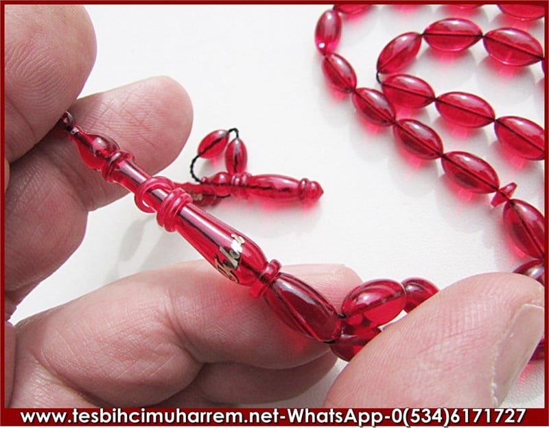 ATEŞ KEHRİBAR TESBİH 6,5*12 mm ALTIN VARAKLI İSMİNİZE ÖZEL