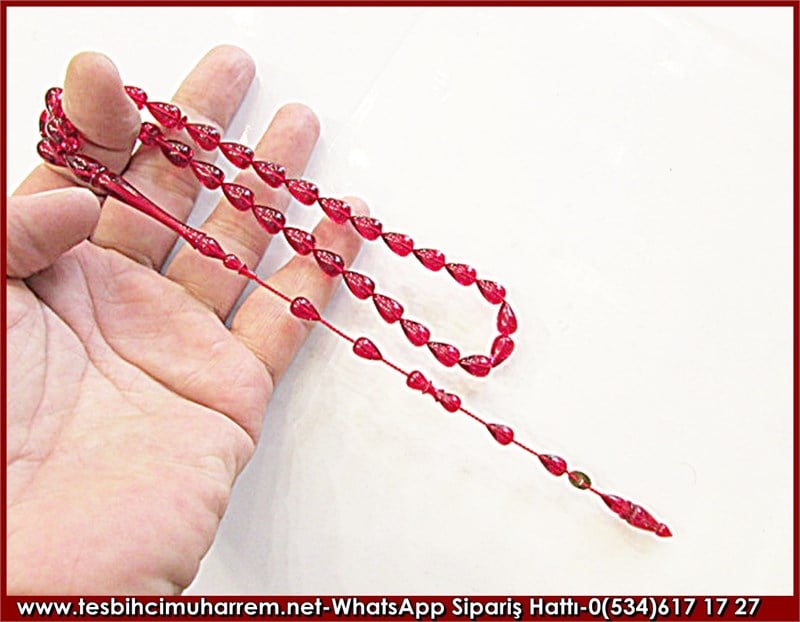 Ateş Kehribar Tesbih 8*12 mm Ateş Damlası
