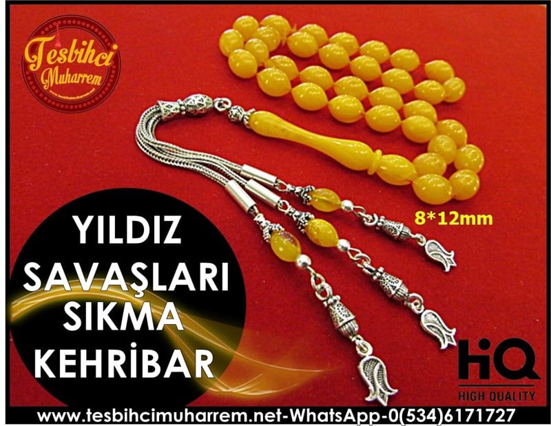  SIKMA KEHRİBAR TESBİH 8*12 mm YILDIZ SAVAŞLARI