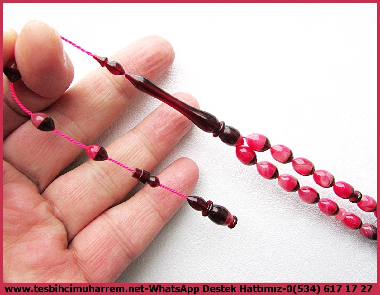 Pembe Kehribar TesbihlerTM13707Çağlar Sefa Özbek Usta Tornası | Çift Renk Süzme Beyzi Kesim Sıkma Kehribar Tespih,