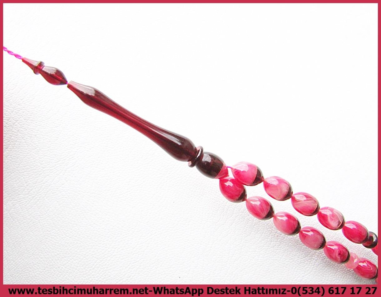Pembe Kehribar TesbihlerTM13707Çağlar Sefa Özbek Usta Tornası | Çift Renk Süzme Beyzi Kesim Sıkma Kehribar Tespih,