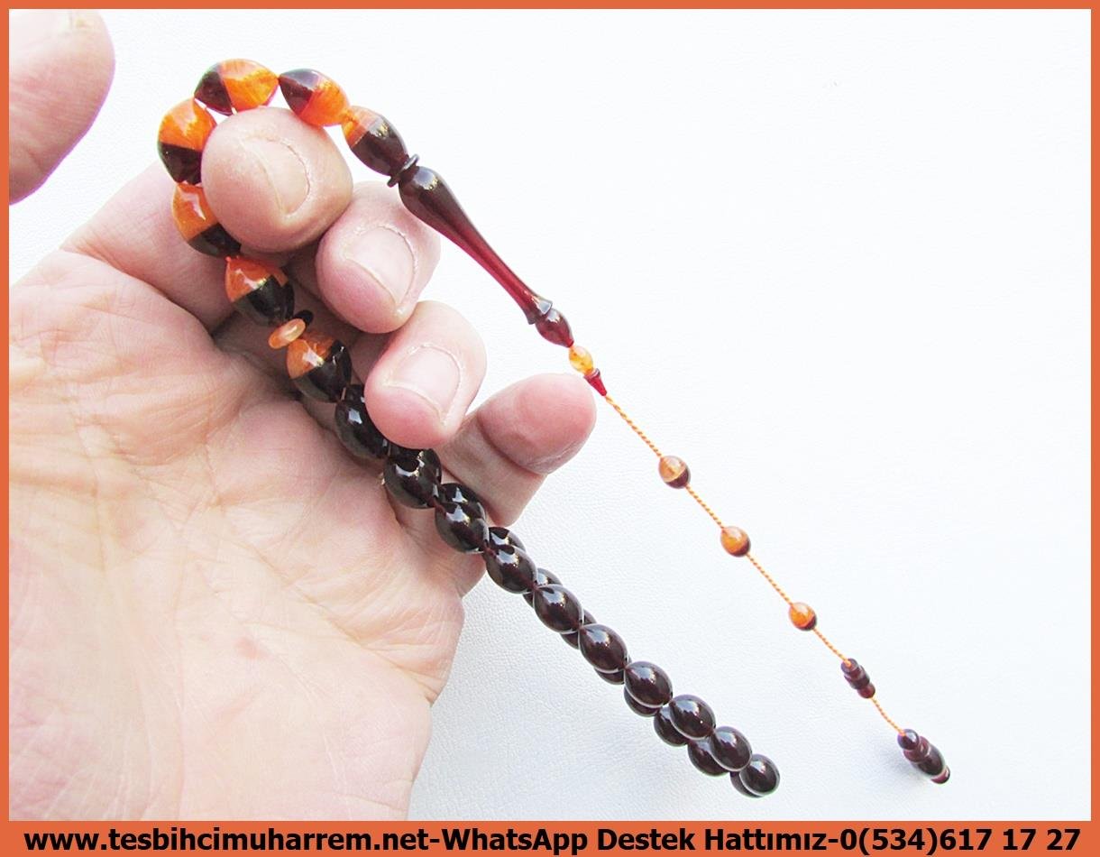 Hareli Damarlı Sarı Kehribar TesbihlerTM13681Çağlar Sefa Özbek Usta Tornası | Çift Renk Süzme Beyzi Kesim Sıkma Kehribar Tespih,