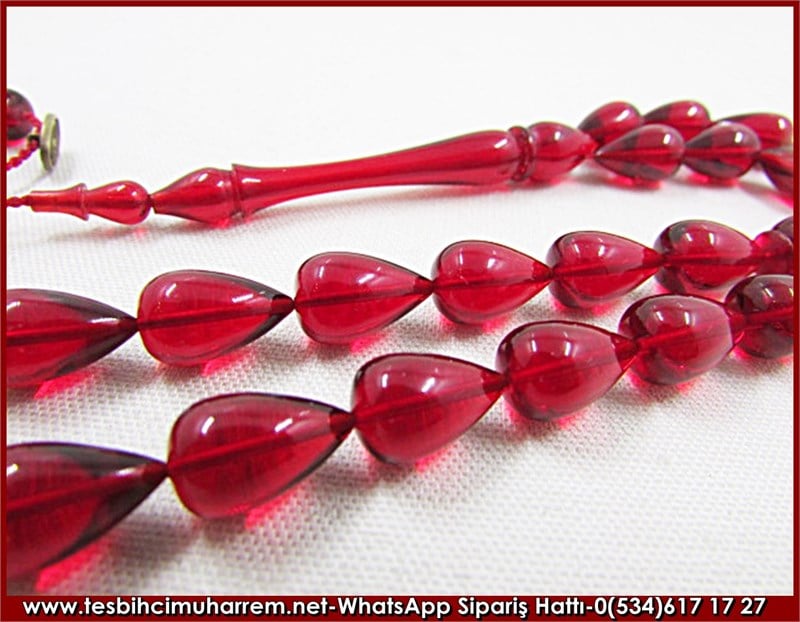 Ateş Kehribar Tesbih 8*12 mm Ateş Damlası