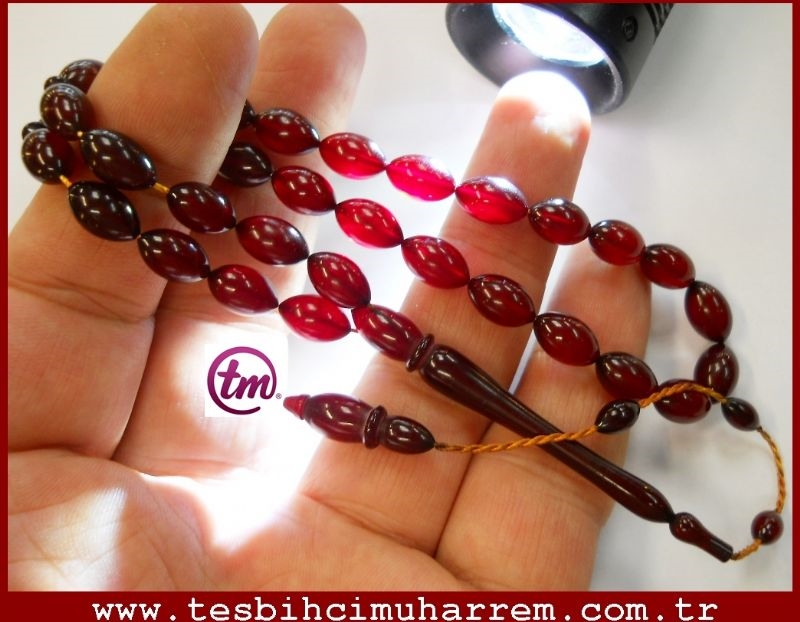 7X11.5 mm TESBİH-ÜL ATEŞ-İ HURKAT SIKMA KEHRÜBA