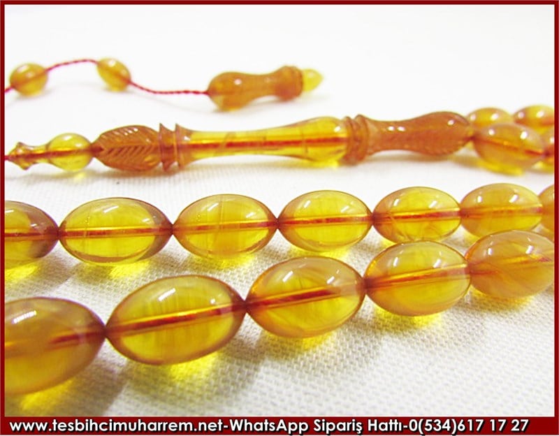 Sıkma Kehribar Tesbih 7*11 mm Eski Alman Ağızlıktan Bi İçimlik