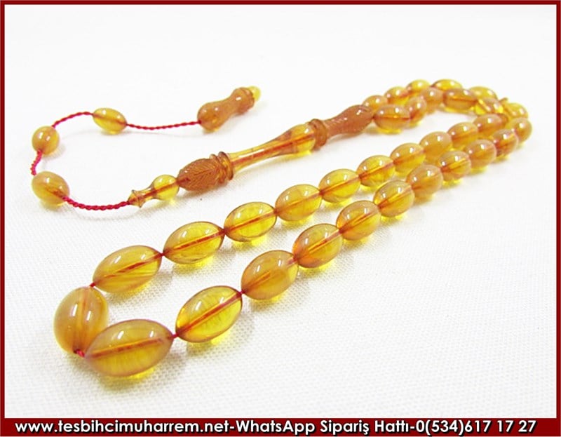 Sıkma Kehribar Tesbih 7*11 mm Eski Alman Ağızlıktan Bi İçimlik