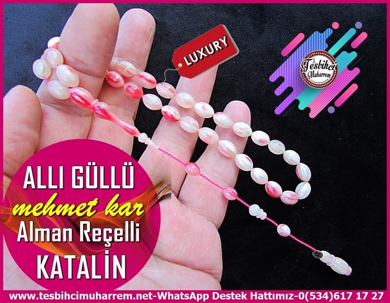 Katalin Ve Bağa TesbihlerTM12050Damarlı Beyzi Kesim Katalin Tesbih Reçelli Allı GüllüDamarlı Beyzi Kesim Katalin Tesbih Reçelli Allı Güllü