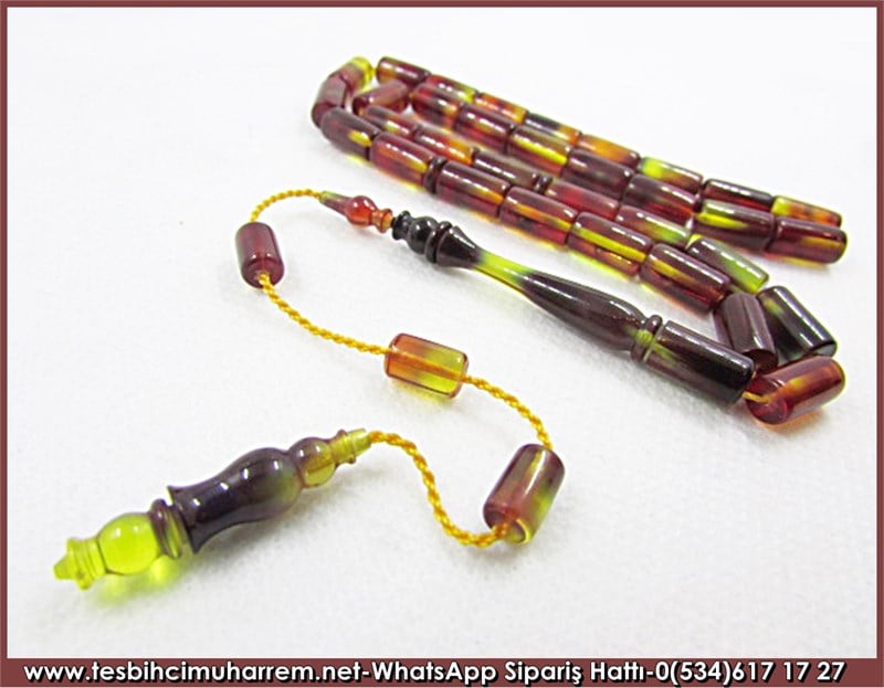 Kesme Sıkma Kehribar Tesbih 5,5*10 mm Leblebi Tozu 