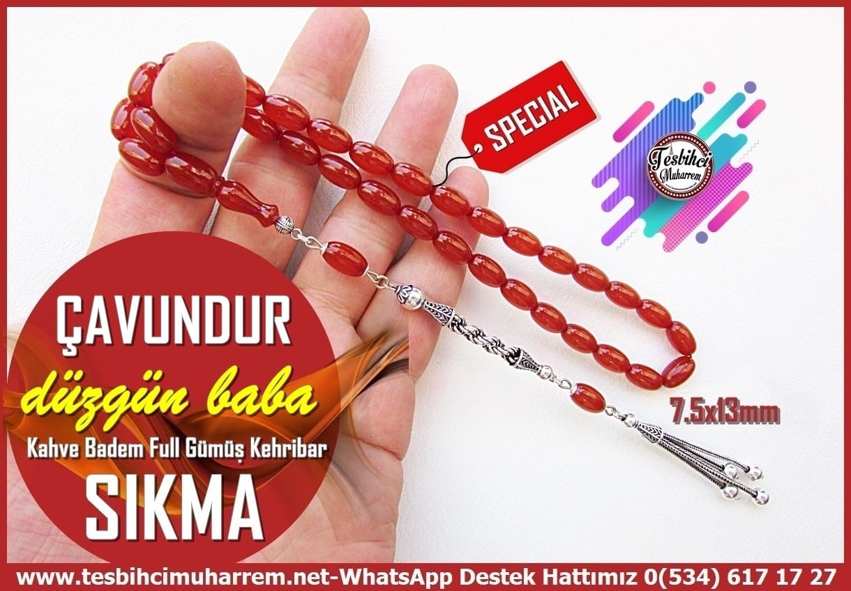 Hareli Kahve Kehribar TesbihlerTM14416Düzgün Baba Usta Dizayn Kahverengi Sıkma Kehribar Tesbih I Full Gümüş Püskül Badem Kesim Çavundur TesbihKahverengi Sıkma Kehribar Tesbih I Full Gümüş Püskül Badem Kesim Çavundur Tesbih