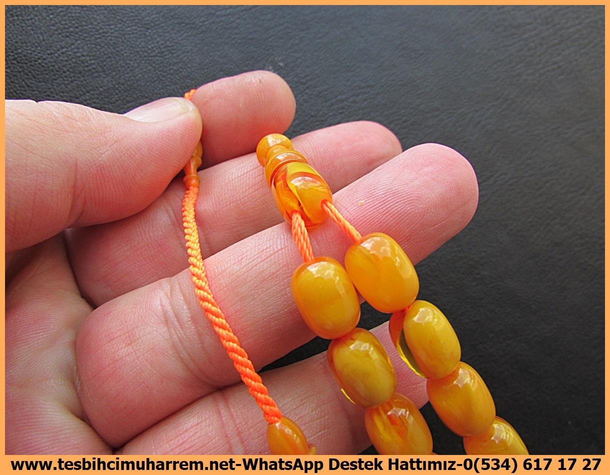 Osmanlı Benzetme Eskitme Eski Usül TesbihlerTM13302Düzgün Baba Usta El İşçiliği Tespih | Eski Usül Osmanlı Form, Kayısı Renk, Sıkma Kehribar 