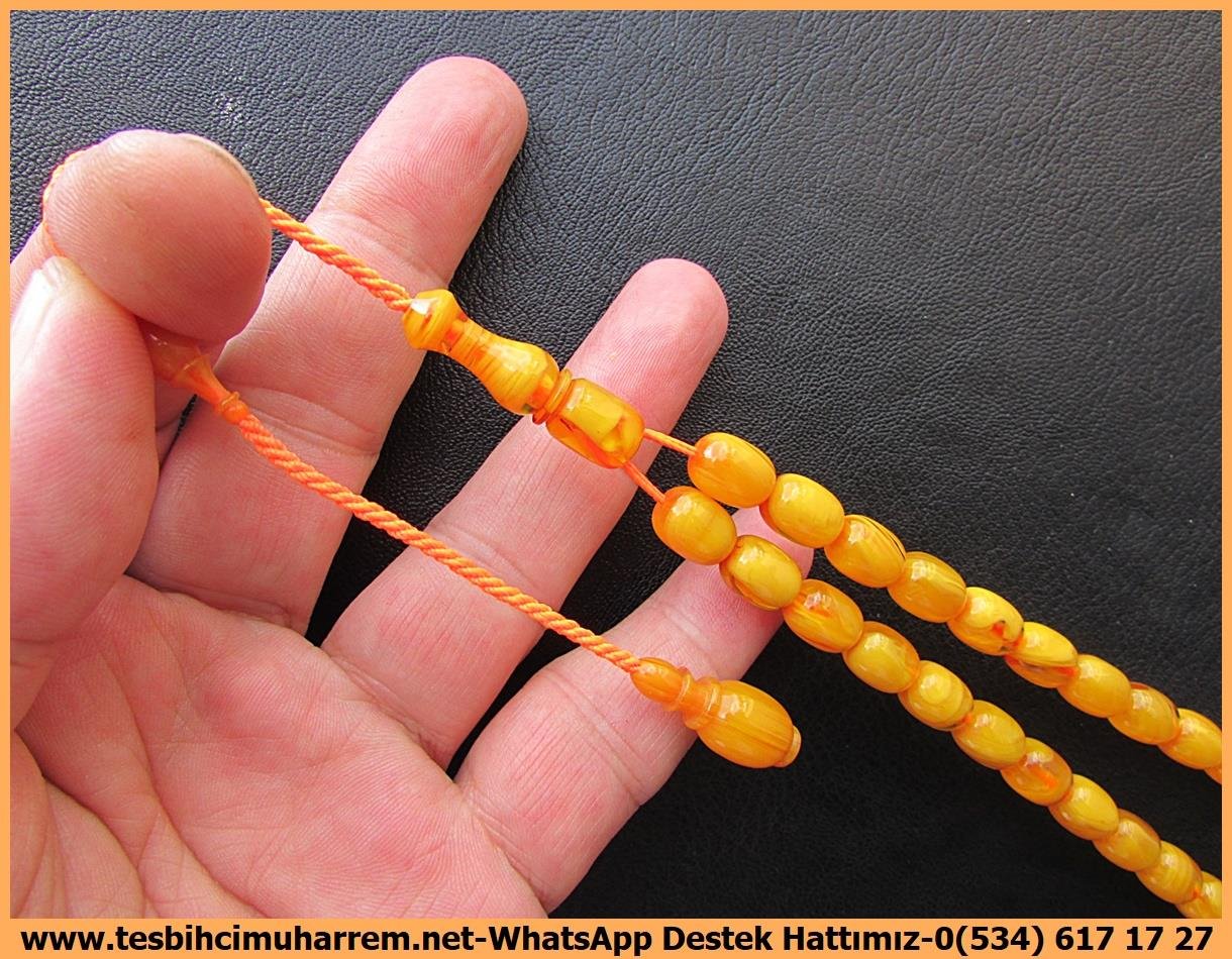 Osmanlı Benzetme Eskitme Eski Usül TesbihlerTM13302Düzgün Baba Usta El İşçiliği Tespih | Eski Usül Osmanlı Form, Kayısı Renk, Sıkma Kehribar 