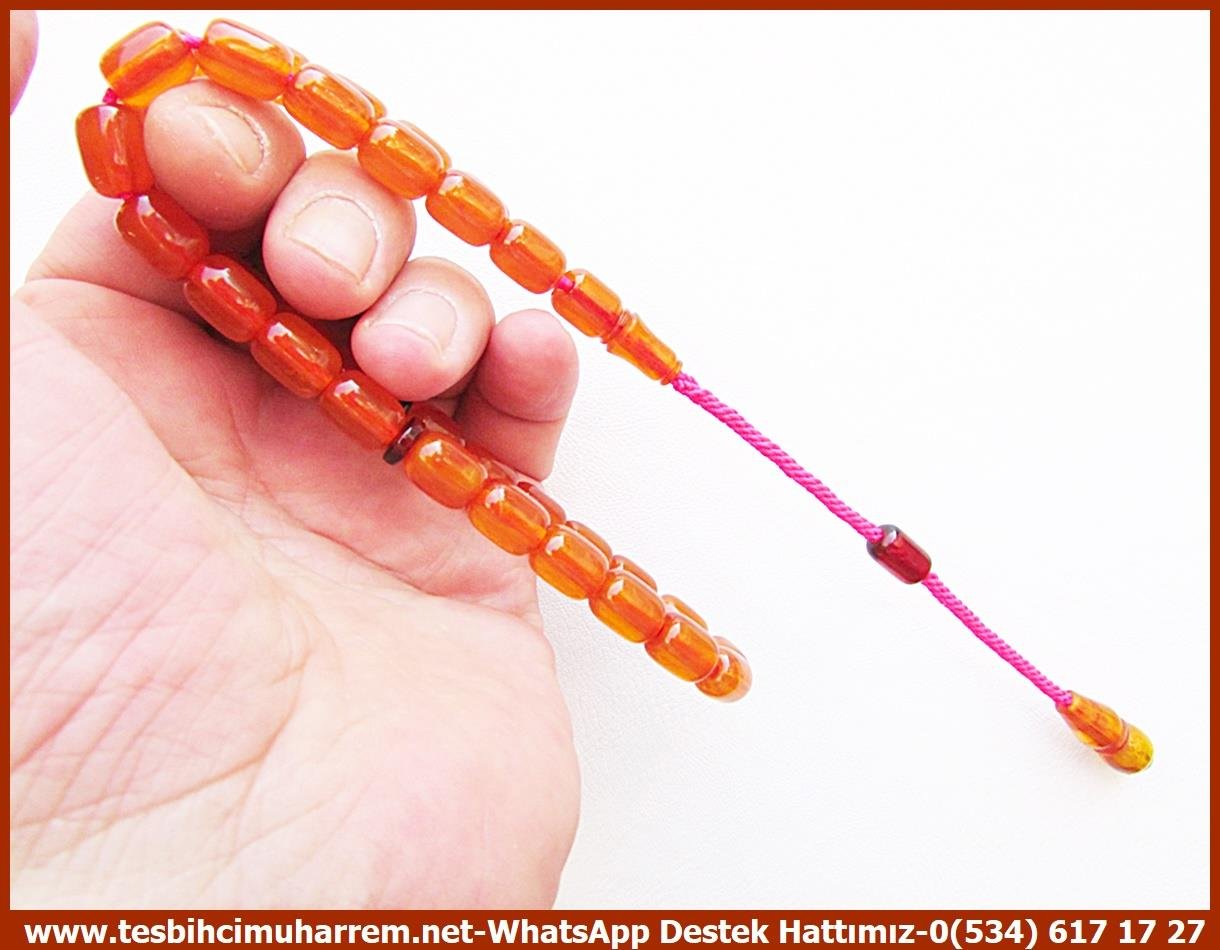 Osmanlı Benzetme Eskitme Eski Usül TesbihlerTM13315Düzgün Baba Usta El İşçiliği Tespih | Eski Usül Osmanlı Form, Kayısı Renk, Sıkma Kehribar 