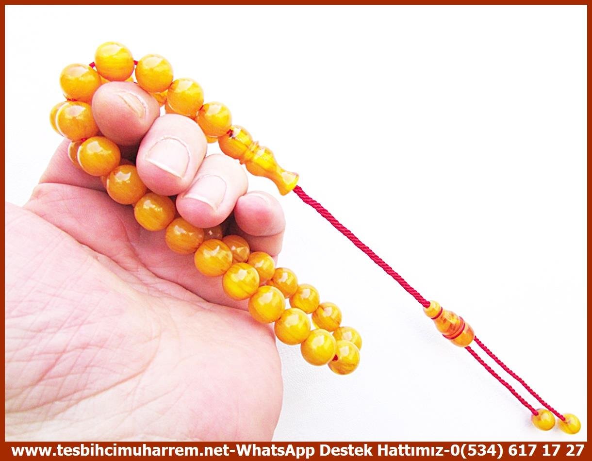 Osmanlı Benzetme Eskitme Eski Usül TesbihlerTM13310Düzgün Baba Usta El İşçiliği Tespih | Eski Usül Osmanlı Form, Kayısı Renk, Sıkma Kehribar 