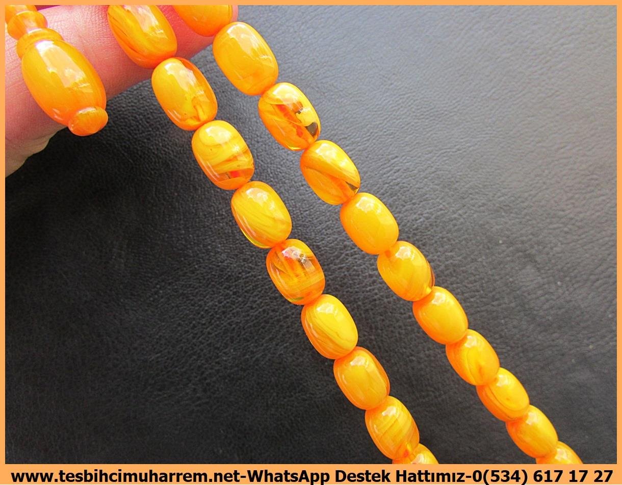 Osmanlı Benzetme Eskitme Eski Usül TesbihlerTM13302Düzgün Baba Usta El İşçiliği Tespih | Eski Usül Osmanlı Form, Kayısı Renk, Sıkma Kehribar 