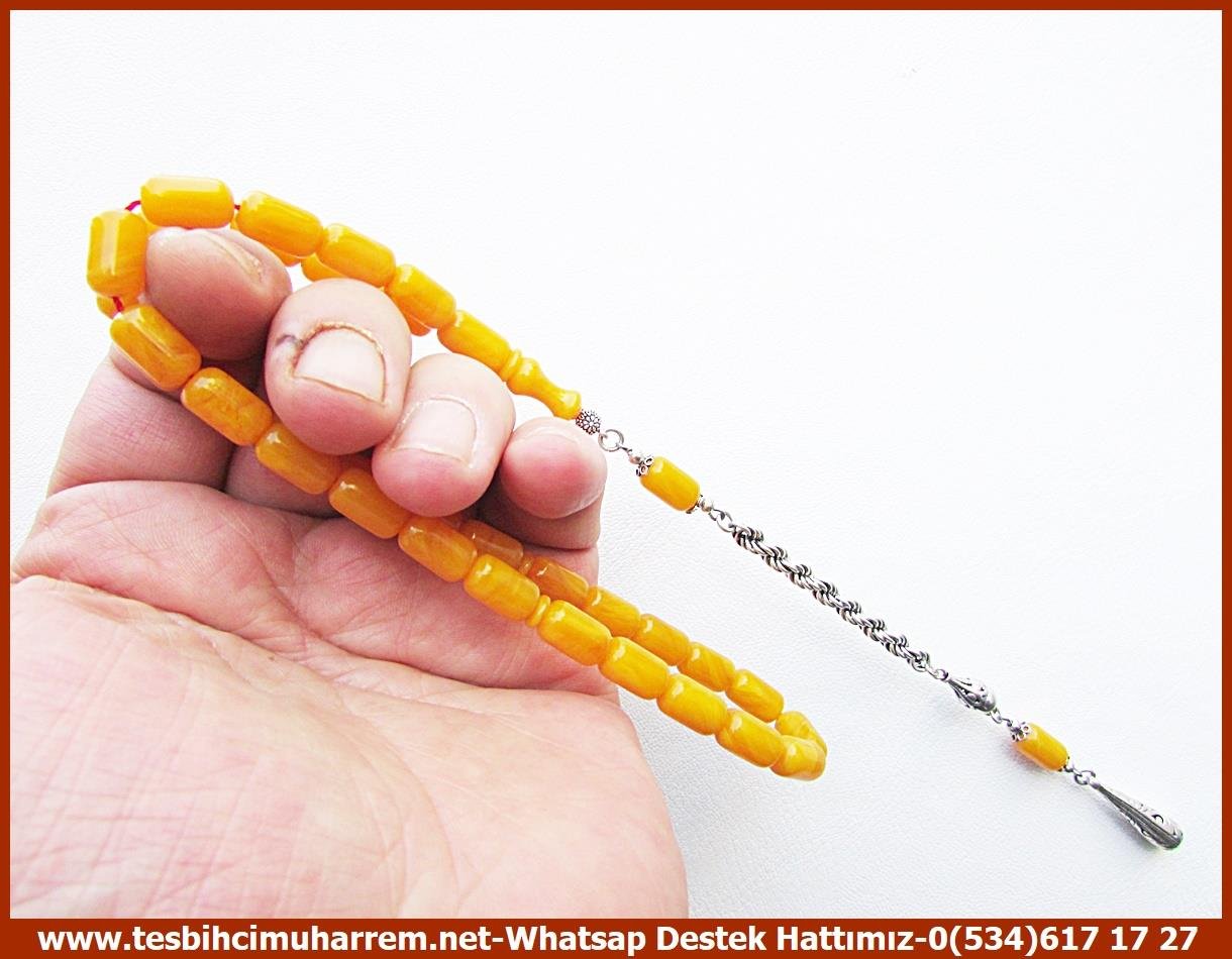 Hareli Damarlı Sarı Kehribar TesbihlerTM13478Düzgün Baba Usta El İşçiliği Tespih | Turuncu Sıkma Kehribar, Kapsül Kesim, Gümüş Püsküllü 