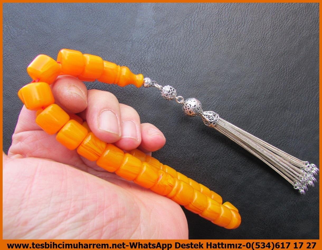 Osmanlı Benzetme Eskitme Eski Usül TesbihlerTM13684Düzgün Baba Usta Tornası Tespih | Sıkma Kehribar, Eski Usül Osmanlı Formu, Pırlantalı, Özel Gümüş Püsküllü, 