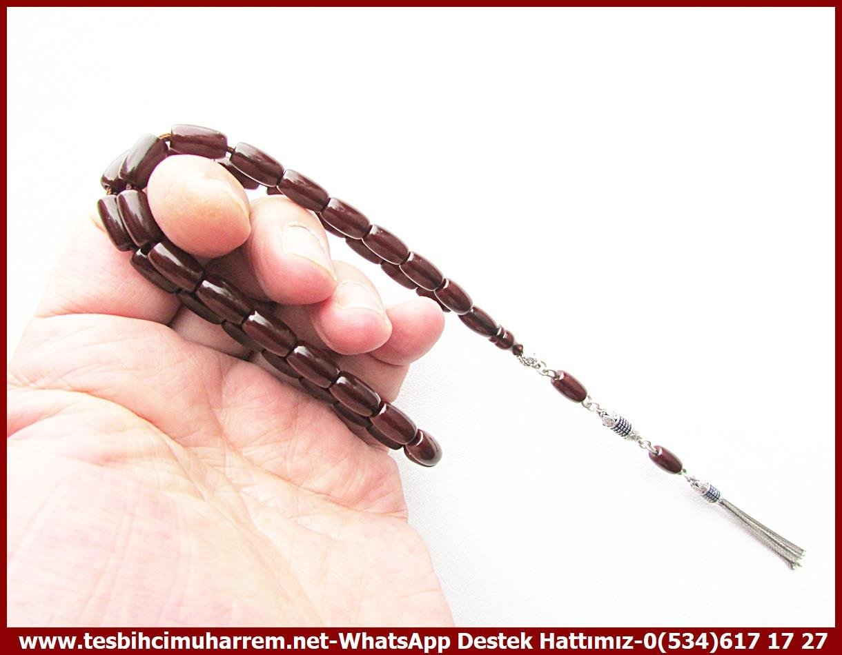 Osmanlı Benzetme Eskitme Eski Usül TesbihlerTM13773Düzgün Baba Usta Tornası Tespih | Vintage Sıkma Kehribar, Eski Usül, Vişne Renk, Osmanlı Form, Gümüş Püsküllü, “Soyka” TesbihTespih Vintage Sıkma Kehribar l Eski Usül Osmanlı Form Gümüş Püsküllü Soyka Tesbih