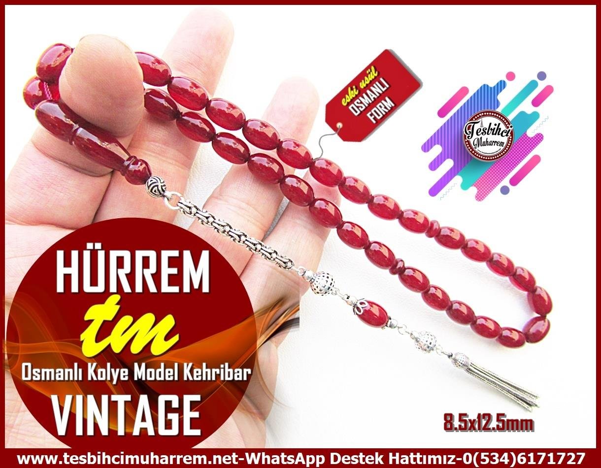 Osmanlı Benzetme Eskitme Eski Usül TesbihlerTM13858Düzgün Baba Usta Tornası Tespih | Vintage Sıkma Kehribar, Eski Usül, Kayısı Renk, Osmanlı Form, Gümüş Püsküllü, “Boyka” TesbihTespih Vintage l Osmanlı Kolye Model Eski Usül Vişne Gümüş Püskül Hürrem Tesbih