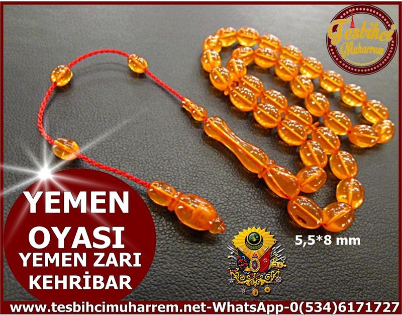 YEMEN ZARI KEHRİBAR TESBİH 5,5*8 mm YEMEN OYASI